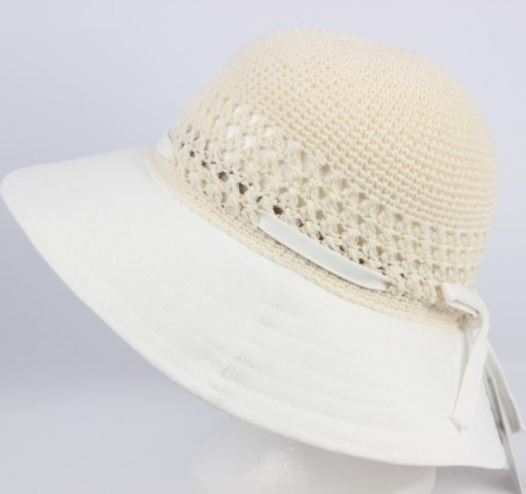 Plain crocheted cotton hat natural Style: HS/9050 image 0